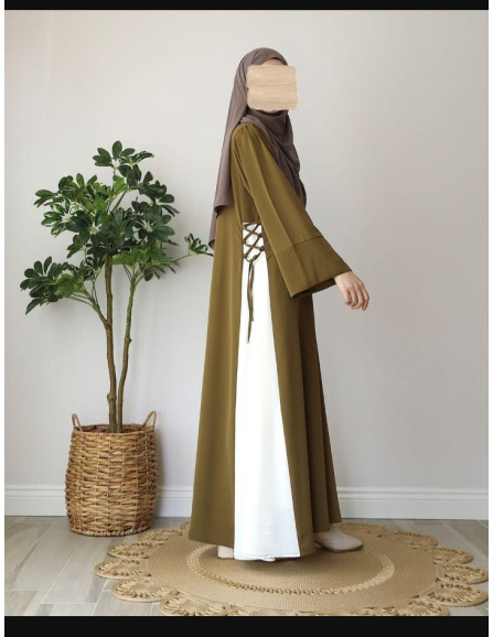 Women Abaya - Georgette, Plain Olive...