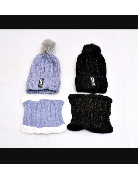 Beanie wool cap and nack warmer