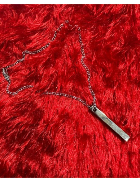 Vertical bar pendulum necklace .  Silver