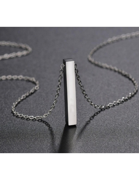 Vertical bar pendulum necklace .  Silver