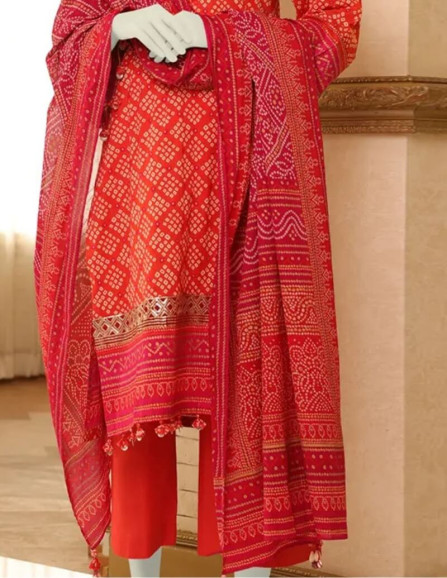 Saya Luxury Fancy Red Chikan Kari...