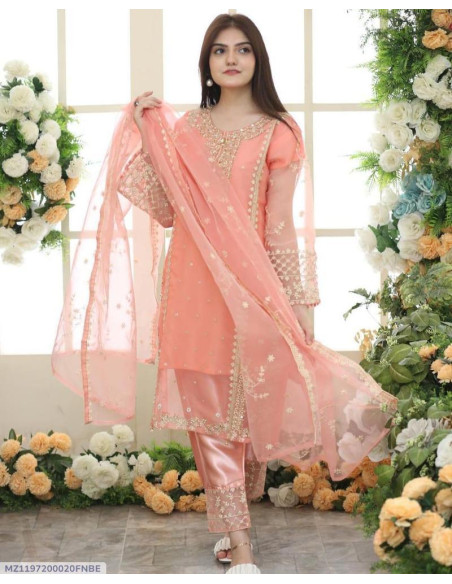 1 Pc Women's Stitched Linen Embroidered Kurta