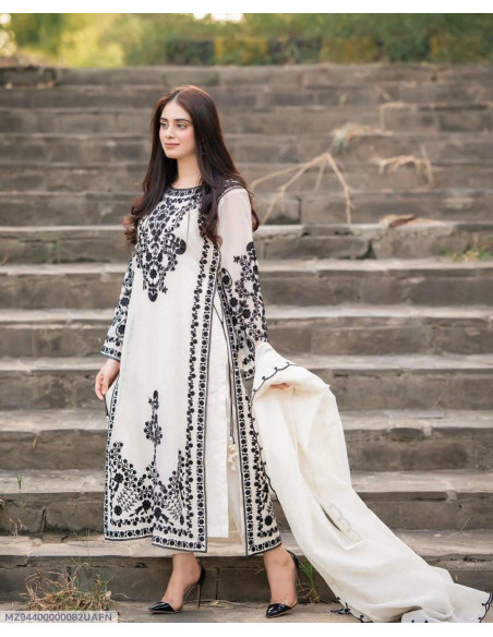 1 Pc Women's Stitched Linen Embroidered Kurta