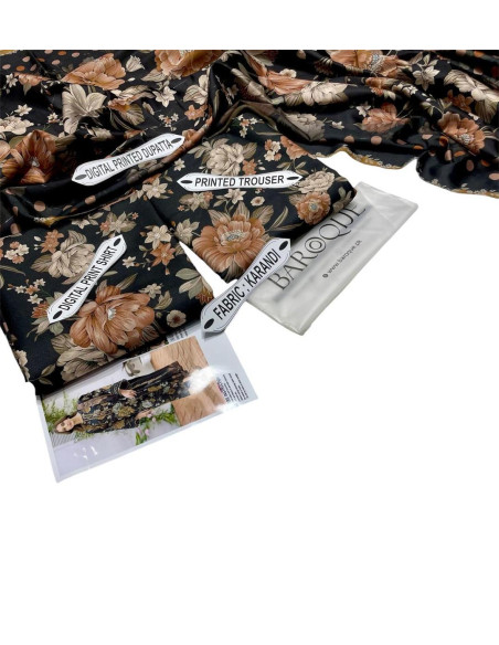 3 Pcs Women's Unstitched Karandi Printed Suit