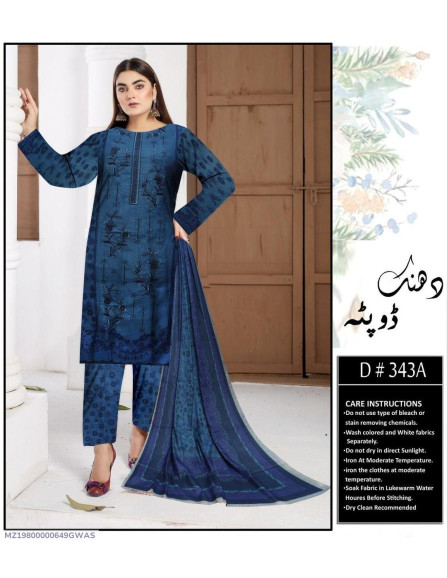 3 Pcs Women's Unstitched Dhanak...