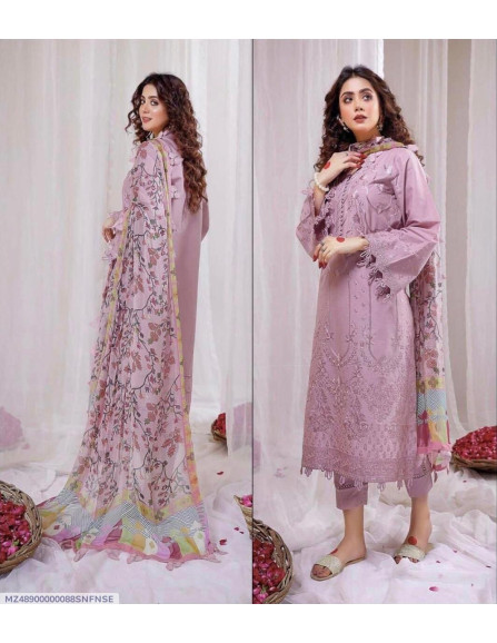 3 Pcs Women's Unstitched Dhanak...