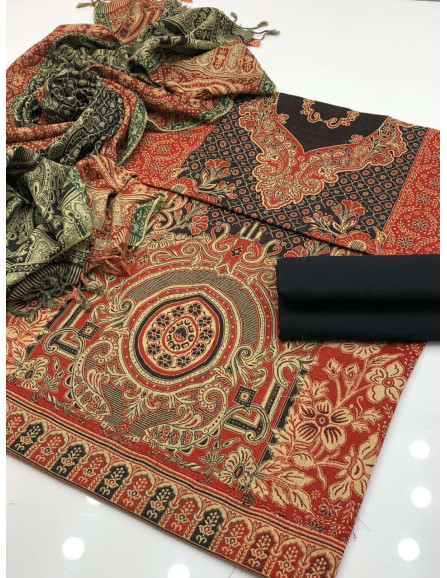 3 Pcs Women's Unstitched Jamawar...