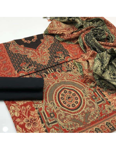 3 Pcs Women's Unstitched Jamawar...