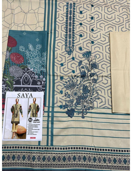  3 Pcs Women's Unstitched Dhanak Embroidered Suit