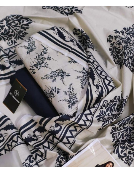 3 Pcs Women's Unstitched Lawn Digital Print Suit