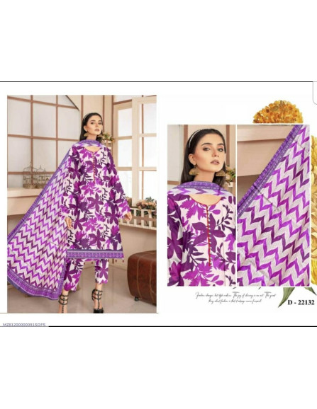 3 Pcs Women's Unstitched Cotton...