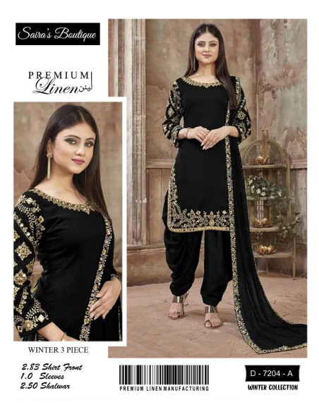 3 Pcs Women's Unstitched Linen Printed Suit