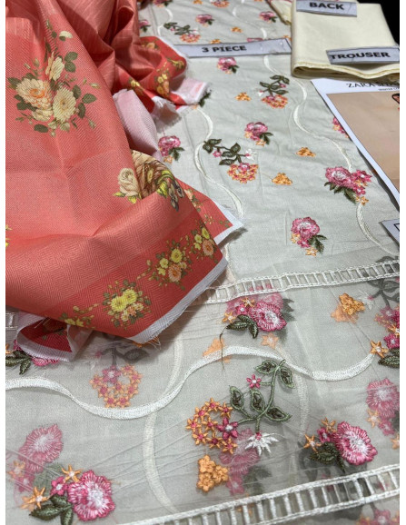 3 Pcs Women's Unstitched Dhanak...