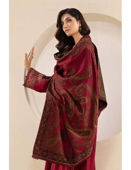 3 Pcs Women's Unstitched Dhanak Embroidered Suit