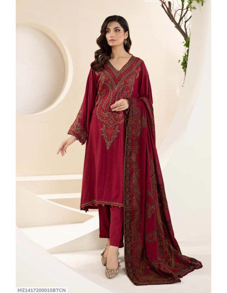 3 Pcs Women's Unstitched Dhanak...