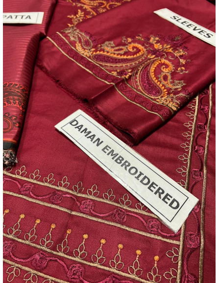 3 Pcs Women's Unstitched Dhanak...