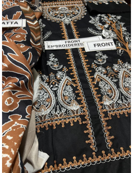 3 Pcs Women's Unstitched Dhanak Embroidered Suit