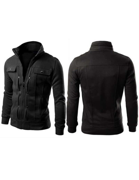 1 Pc Men's Fleece Plain Jacket-...
