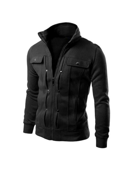 1 Pc Men's Fleece Plain Jacket-...