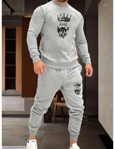 2 Pcs Men's Fleece Graphic Sweatshirt Track Suit