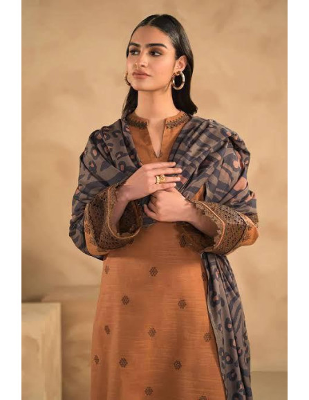 3 Pcs Women's Unstitched Dhanak...