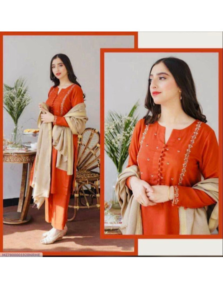 3 Pcs Women's Unstitched Dhanak...