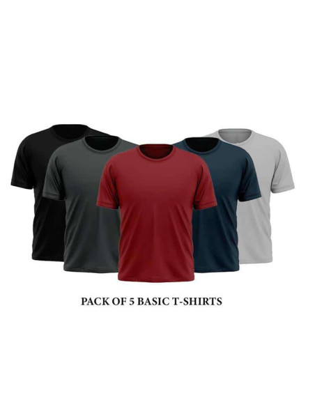Unisex Stitched Jersey T-Shirts, Pack Of 5