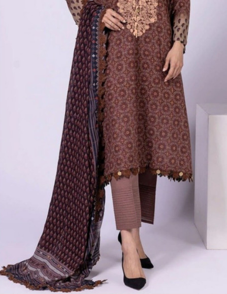 Khaadi Dull Purple and Crater Brown...