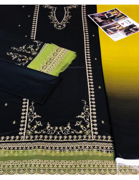 3 Pcs Women's Unstitched Dhanak Embroidered Suit