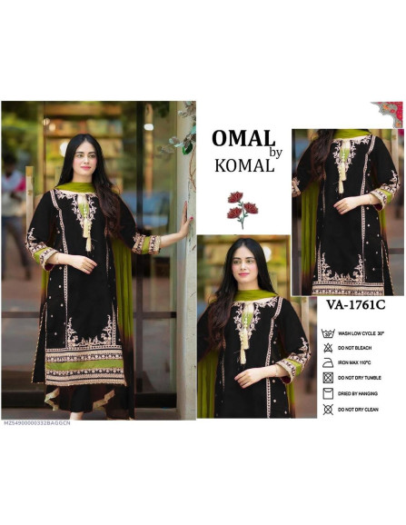 3 Pcs Women's Unstitched Linen...