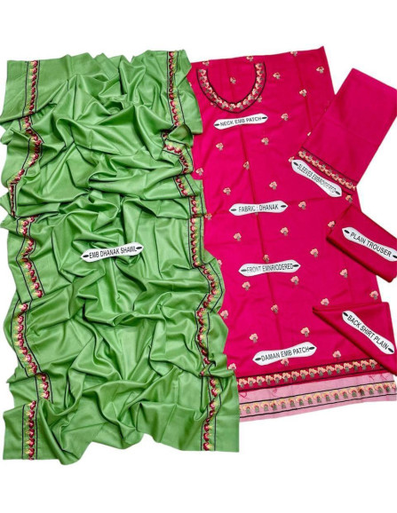 3 Pcs Women's Unstitched Dhanak...