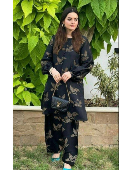 2 Pcs Women's Stitched Linen Suit