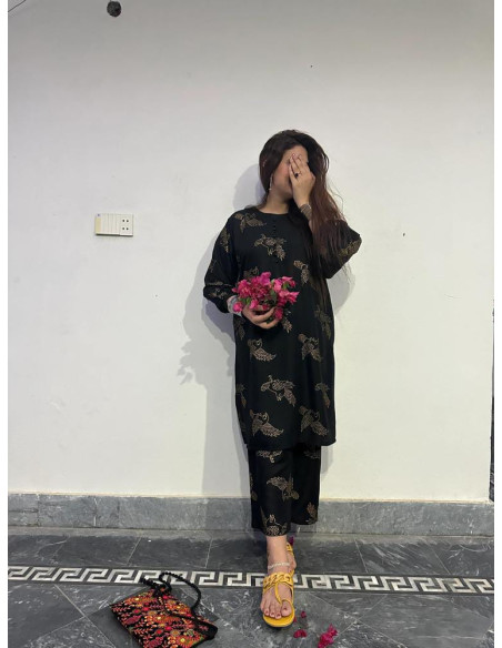 2 Pcs Women's Stitched Linen Suit