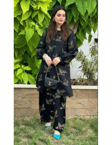 2 Pcs Women's Stitched Linen Suit