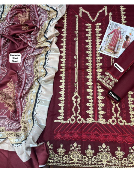 3 Pcs Women's Unstitched Dhanak...