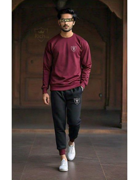 2 Pcs Unisex Fleece Plain Track Suit