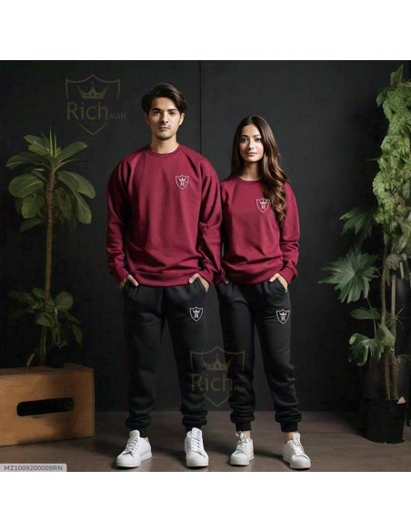 2 Pcs Unisex Fleece Plain Track Suit