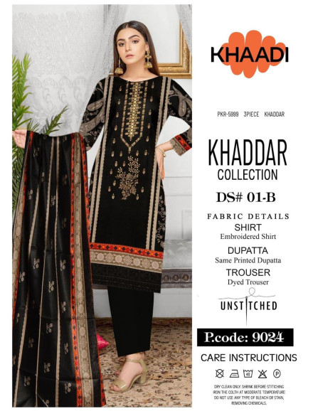 3 Pcs Women's Unstitched Khaddar...