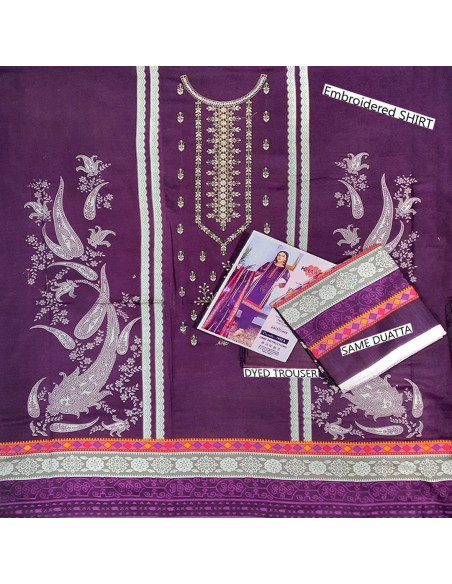 3 Pcs Women's Unstitched Khaddar Digital Print Suit