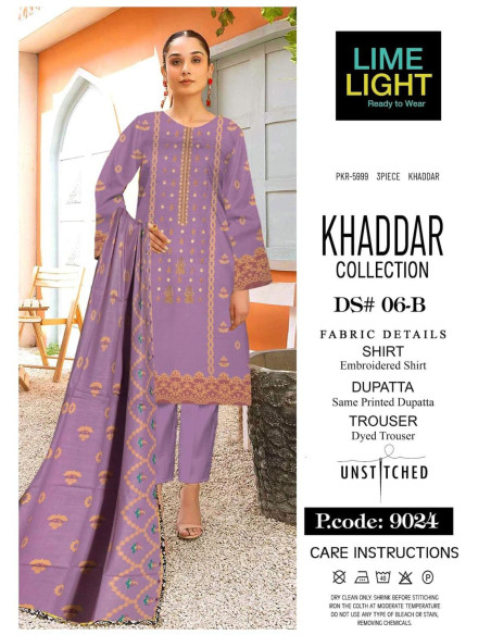 3 Pcs Women's Unstitched Khaddar Digital Print Suit