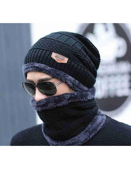 Beanie Wool Cap With Neck Warmer...