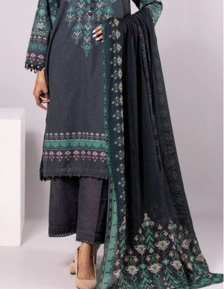 Khaadi Bright Grey Khaadi Fabric Unstitched 3 Piece