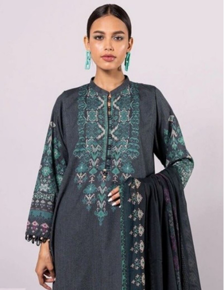 Khaadi Bright Grey Khaadi Fabric Unstitched 3 Piece