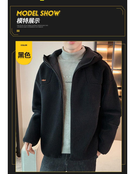 Men's Black Hooded Jacket - 1 Pc Polyester Hoodie