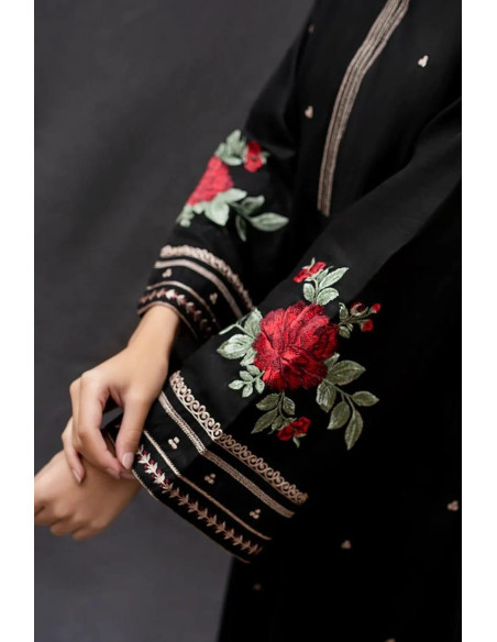 3 pcs women unstitched khaddar Embroidered suit 