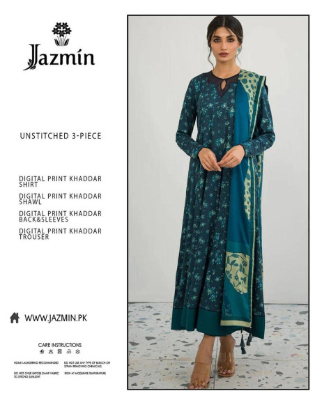 Women's digital print suit set 3 pcs khaddar fabric