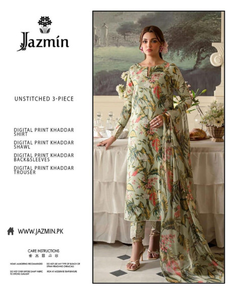 Women's digital print suit set 3 pcs khaddar fabric 