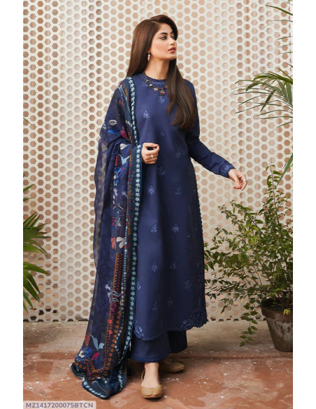 3 pcs women's unstitched Embroidered