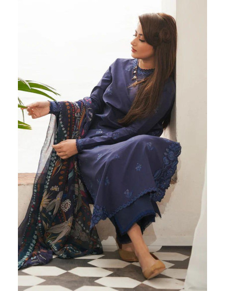 3 pcs women's unstitched Embroidered