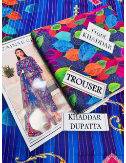 Style blue printed khaddar... 2